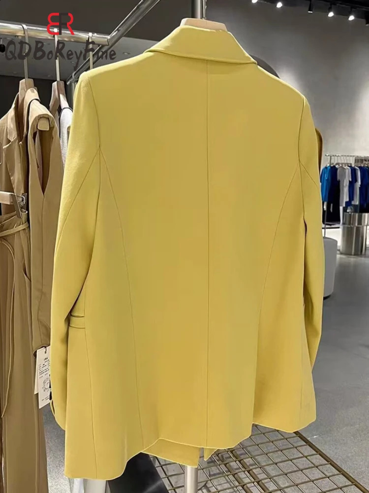 Oversize Blazer Women Elegant Office Ladies Long Sleeve Tops Double Breasted Blazer Mujer Spring Casual Suit Jackets Femme 240826
