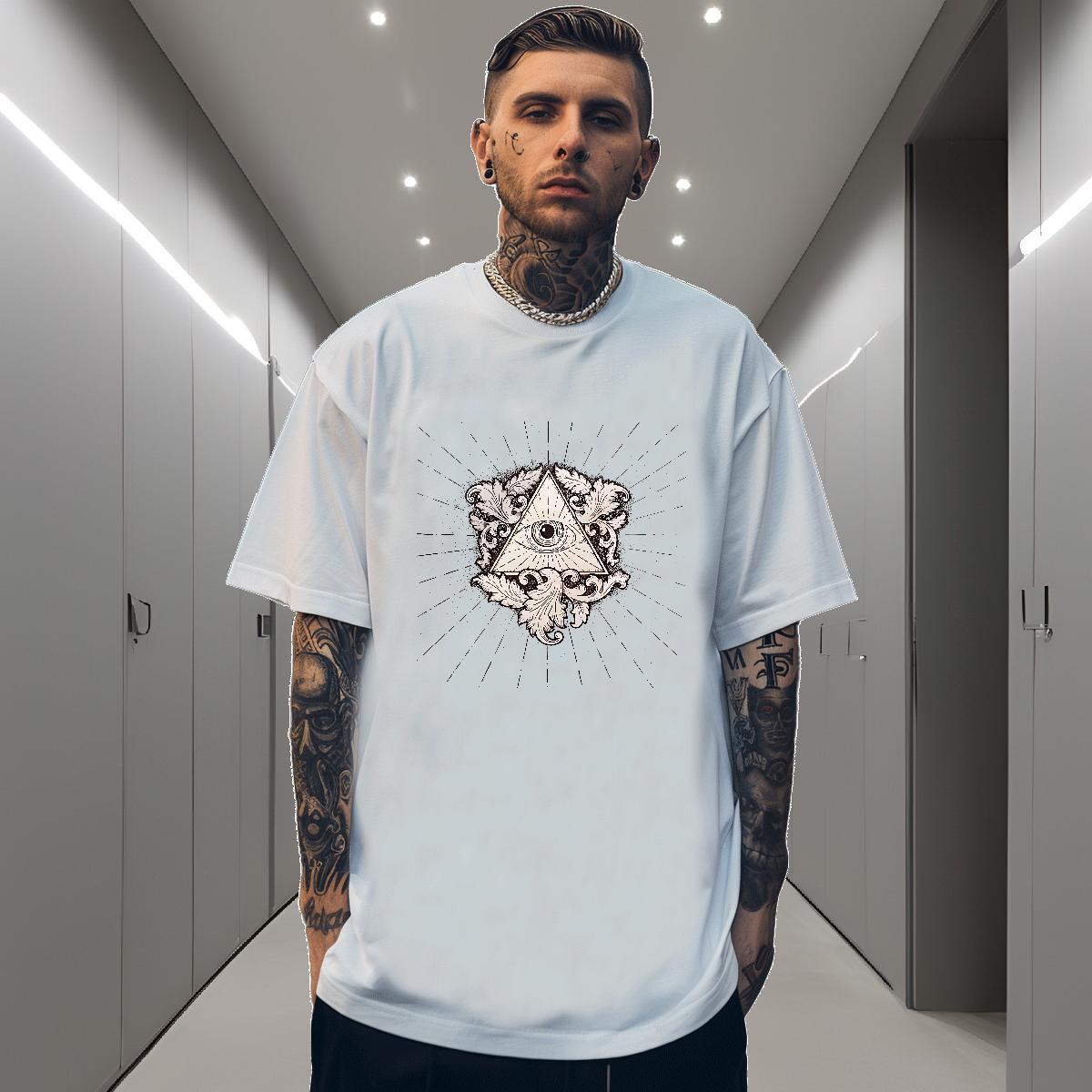 Comfortable Men T Shirts 100% Cotton 230g eye of the devil Casual Beach Customized Round Neck Short Sleeve Men Tshirts Stylist Tops Tees