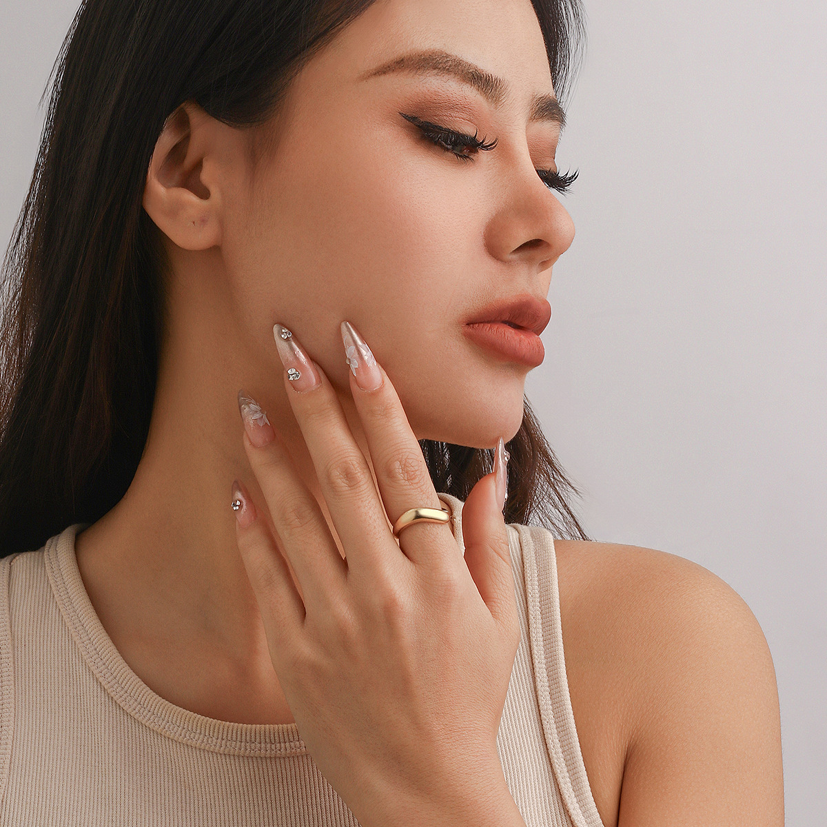 Jewelry Baroque Round Irregular Arc Smooth Plain Female Ring