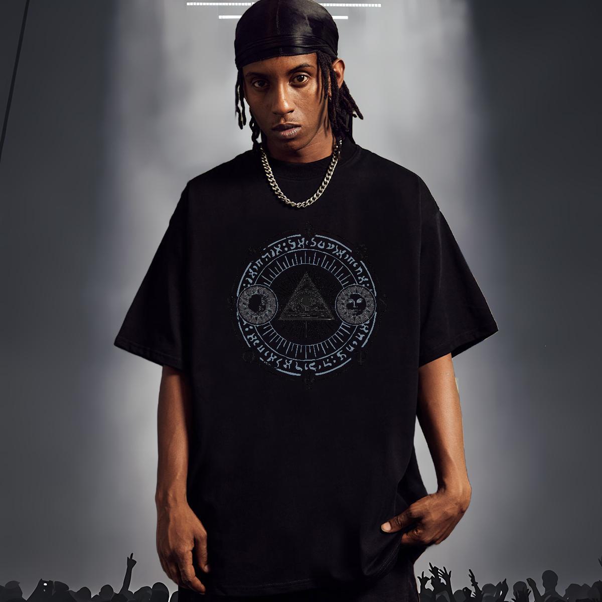 Cool Design T-Shirts for Men 100% Cotton 230g eye of the devil Casual Daily Wear Cartoon Print O-Neck Short Sleeve Tshirt for Man Woman Factory Direct