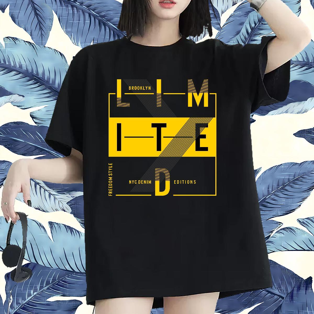 High quality Women Tshirts 230g Pure Cotton letter Daily Wear T-Shirts for Women Breathable Short Sleeve Oversized Tops Tees