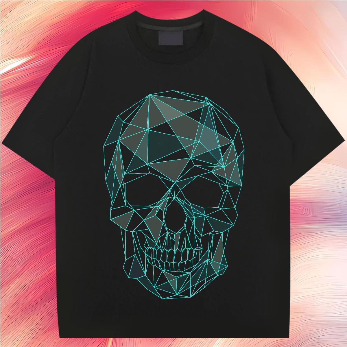 Brand T shirt 100% Cotton 230g skull Outdoor DIY Logo Oversized Short Sleeve O-Neck Tshirts Fashion Designer Tops
