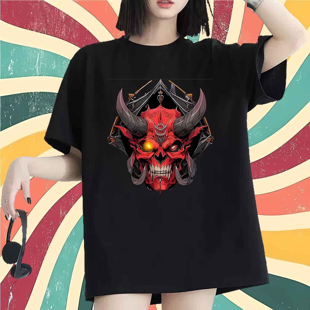 Comfortable Couples T Shirts 230g Cotton Terror Sport Womens T Shirts O Neck Short Sleeves Cartoon Floral Printing Tshirts