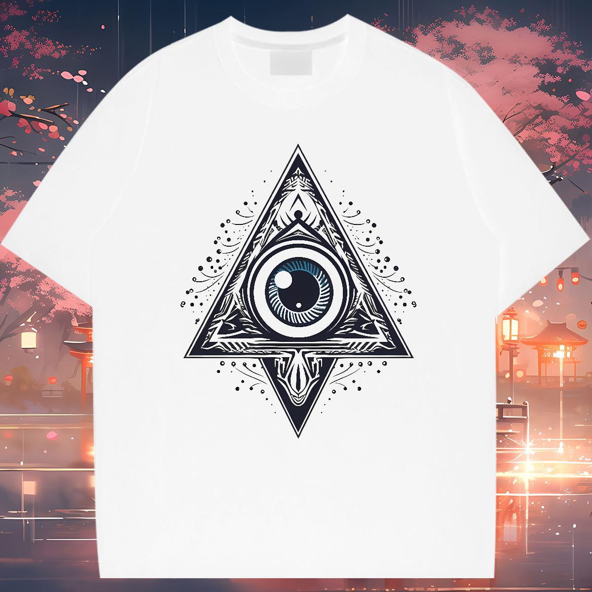 TOP Quality T-Shirts 230g 100% Cotton eye of the devil Casual Beach Asian Size Short Sleeve Soft Tshirt for Man Woman 2024 New Top Tees