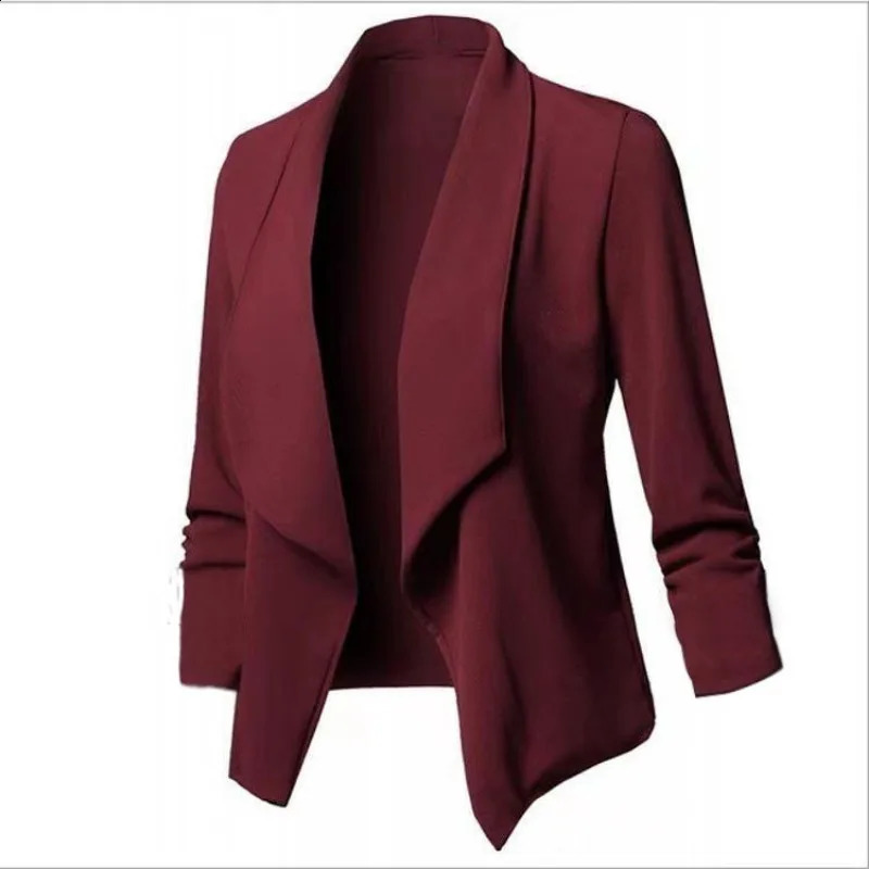 Women Thin Blazers Cardigan Coat Long Sleeve Female Blazers and Jackets Ruched Asymmetrical Casual Business Suit Outwear 240826
