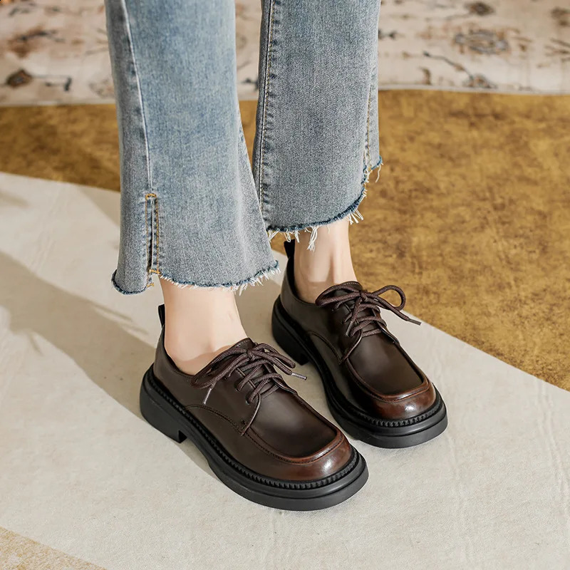 Women Spring and Autumn Black Oxford Shoes Unisex Fashionable Versatile Party Wedding Shoes Women School Lace Up Loafers 250227