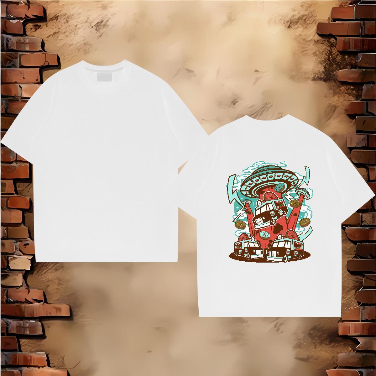 Loose Fit T Shirts Men 230g Pure Cotton ET Anime Printing Street DIY Short Sleeve Soft Men Tops Tees Fashion Designer Clothings