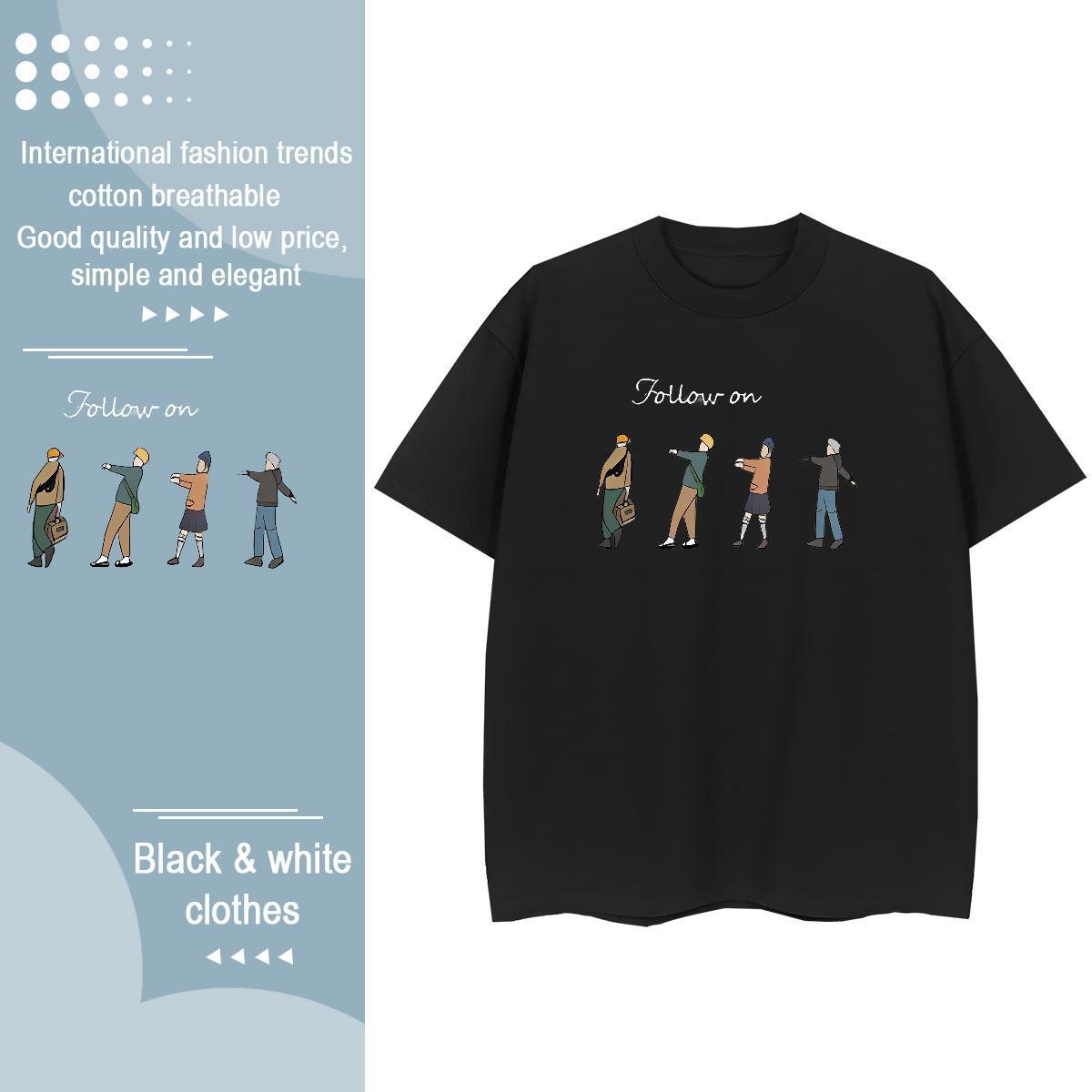 Loose fit Couples T Shirts 230g Cotton icon Summer Casual Women T Shirts Breathable Soft Cartoon Floral Printing Top Tees