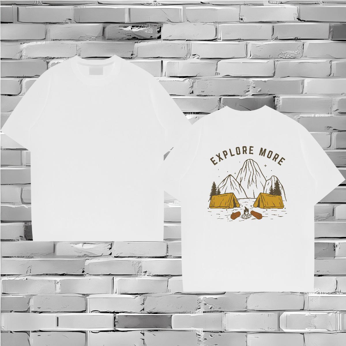 Loose Fit Mens T Shirts 230g Cotton mountains Hip Hop Black Oversized Breathable Crew Neck Men Tshirts Fashion New Tees