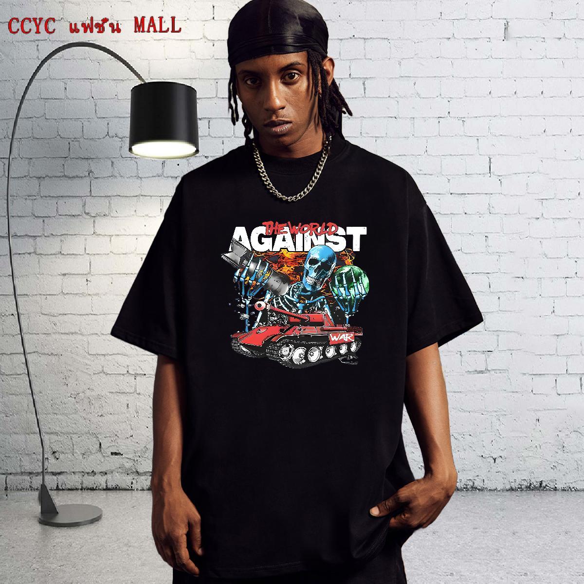 Comfortable Man T Shirts 230g Cotton skull Daily Outfit DIY Printed Short Sleeve Soft Men Clothes T-Shirt DIY Customized Tops Tees