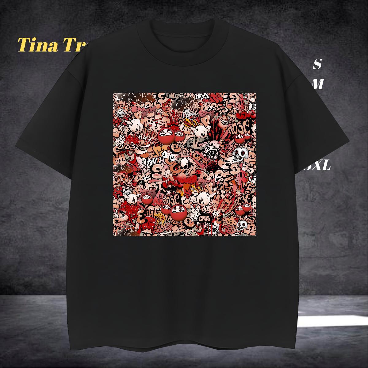 Wholesale Man T Shirts 100% Cotton 230g skull High Street Hip Hop Plus Size Cartoon Short Sleeve O-Neck Men Tshirts 2024 DIY Top Tees