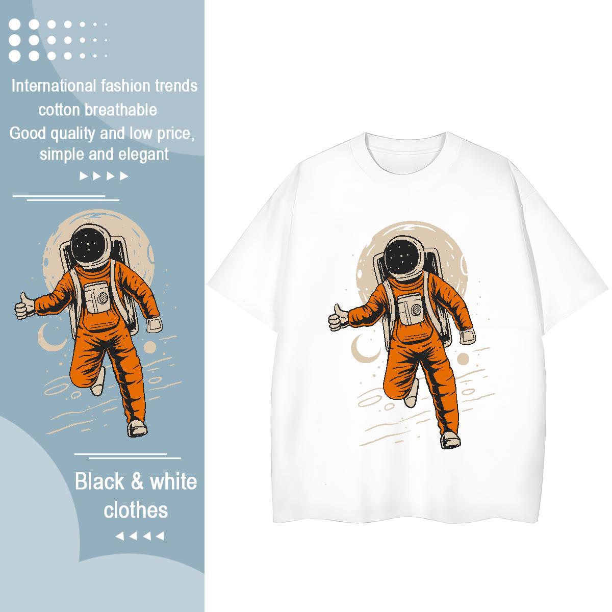 Designer Nice Unisex Tshirts 100% Cotton 230g cosmonaut Daily Outfit Womens T Shirts Breathable Soft Cartoon Floral Printing Tops Shirt