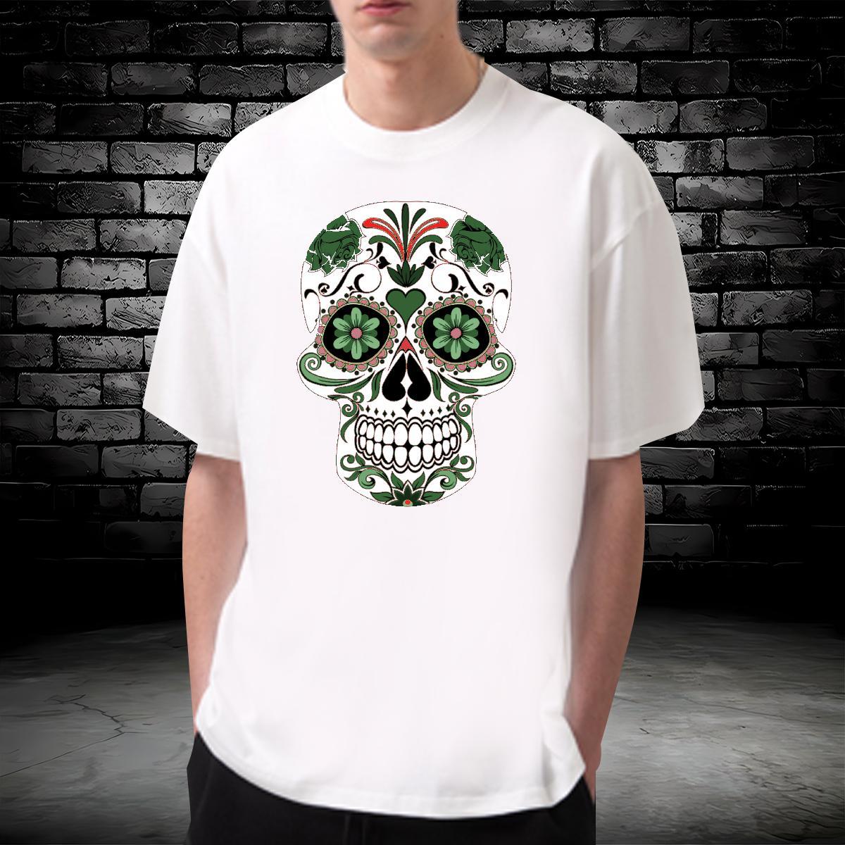 Classic Men T Shirts 230g Cotton skull Street Wear Custom Printing Breathable Crew Neck Mens Tshirts New Arrival Top Tees