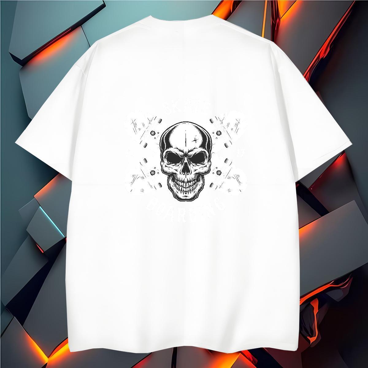Free Shipping Men T Shirts 230g Pure Cotton skull Outdoor DIY Logo Oversized Breathable Short Sleeve Tshirt for Man Woman Casual New Tops Tees