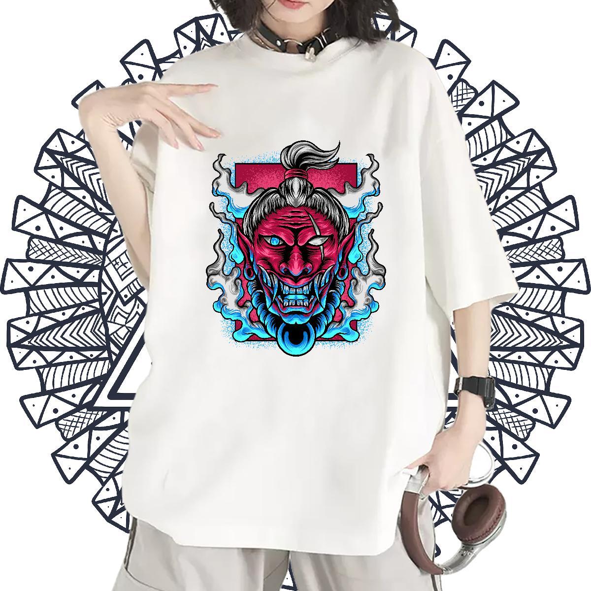 Lady Couples T Shirts 100% Cotton 230g Terror Street Wear T Shirt For Woman Breathable Short Sleeve DIY Logo Clothes Shirt