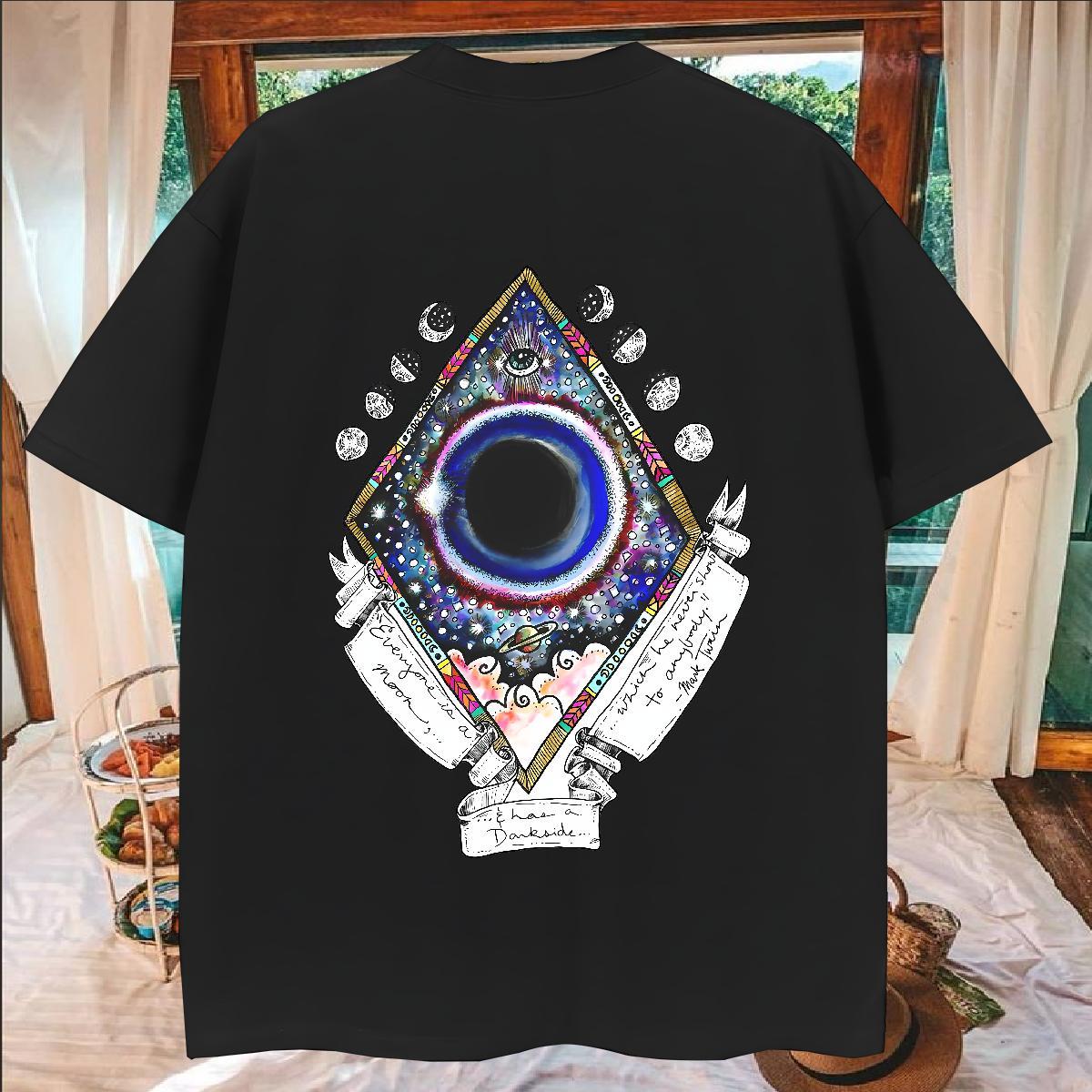 Unisex Men T Shirts 230g Cotton eye of the devil Casual Daily Wear Custom Big Size Pure Cotton Tshirts Classic Casual Clothings