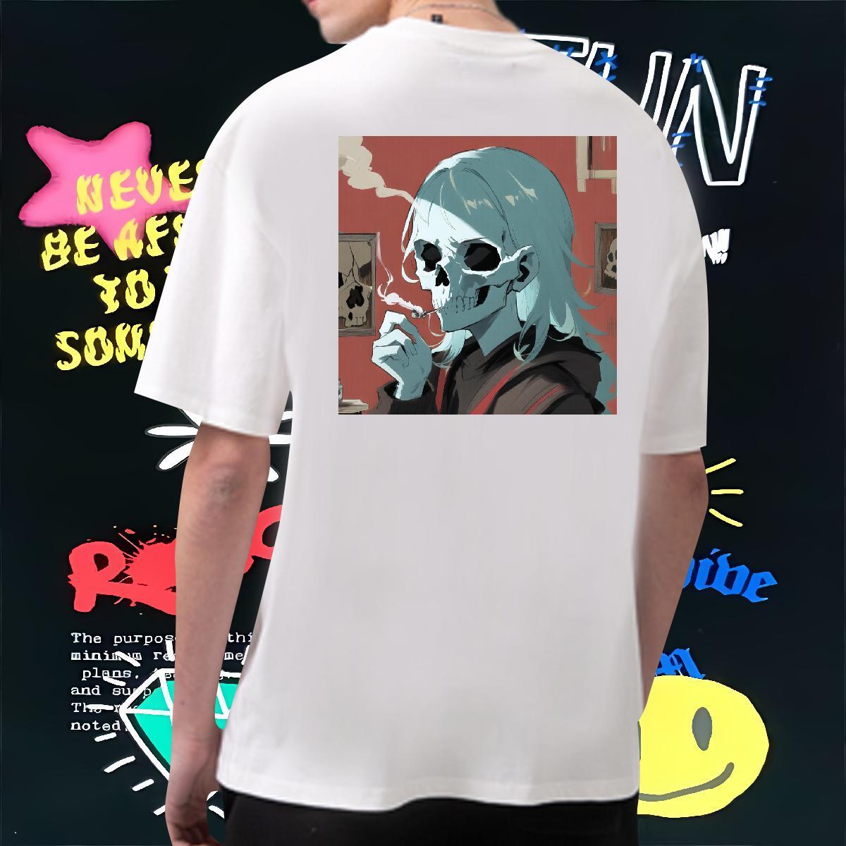 Brand T Shirt For Man 230g Cotton skull Street Casual Black Oversized Short Sleeve Soft Men Clothes T-Shirt Classic Casual Tshirts