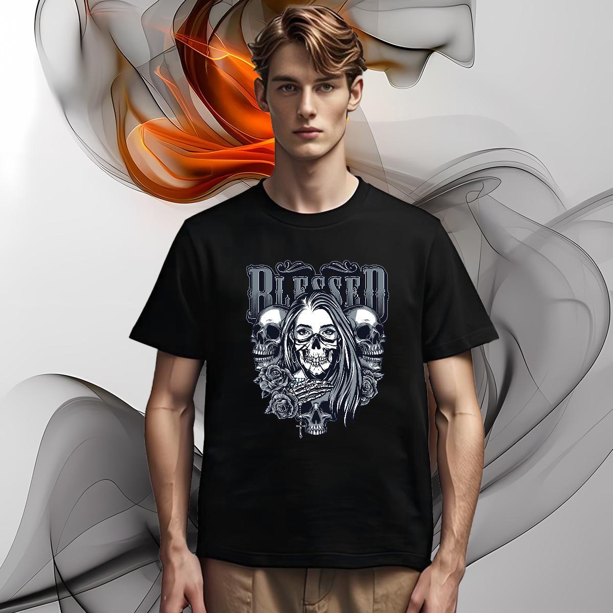 Cool Design T Shirt For Man 230g Pure Cotton skull Home Outdoor Customized Print Breathable Short Sleeve Men Tshirts Designer Polos