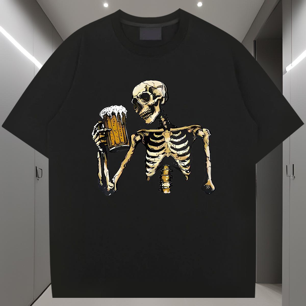 Designer T Shirts Men 230g Pure Cotton skull Outdoor Asian Size Breathable Soft Tshirt for Man Woman DIY Customized Tshirts