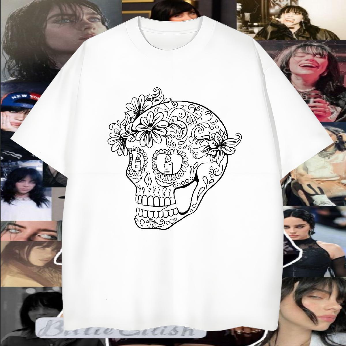 Classic Mens T Shirts 230g Cotton skull Sport Custom Print Oversized Breathable Crew Neck Mens Tshirts Free Shipping Tops Shirt