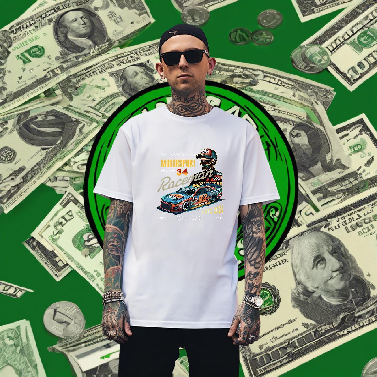High Quality Men T Shirts 100% Cotton 230g skull Casual Daily Wear DIY Printed Round Neck Short Sleeve Couples T Shirts Fashion Casual Polos