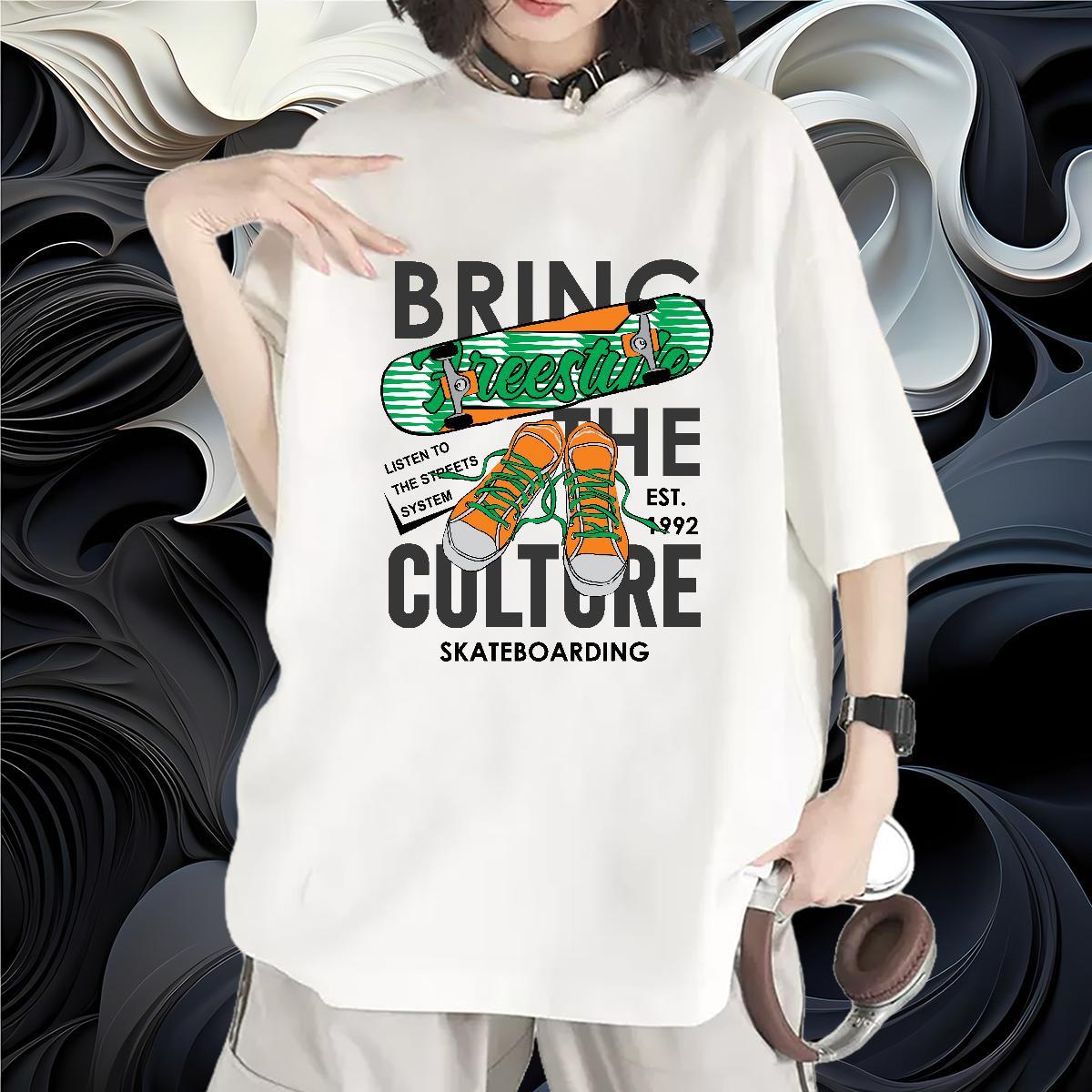 Loose fit Unisex Tshirts 230g Cotton letter Street Wear T-Shirts for Women O-Neck Short Sleeve Custom Print Oversized Tops