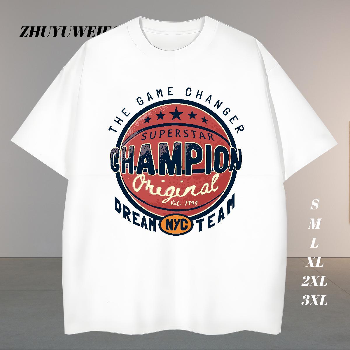 Loose Fit T-Shirts 230g Cotton basketball Daily Wear DIY Printed Crew Neck Breathable Men Clothes T-Shirt New Designer Top Tees