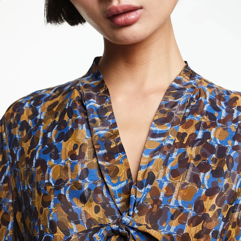 Womens Dress Classic Fashion Versatile Female Dress Advanced Elegant V-Neck Tie n Ladies Multi Color Dresses 240824