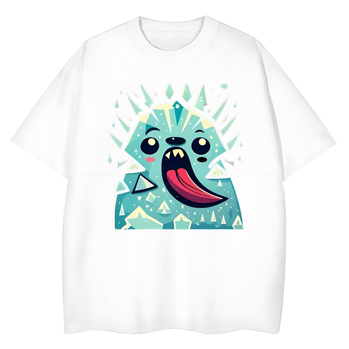 5A Women Tees 230g 100% Cotton grimace Sport T Shirt For Woman O Neck Short Sleeves Cartoon Print Tops