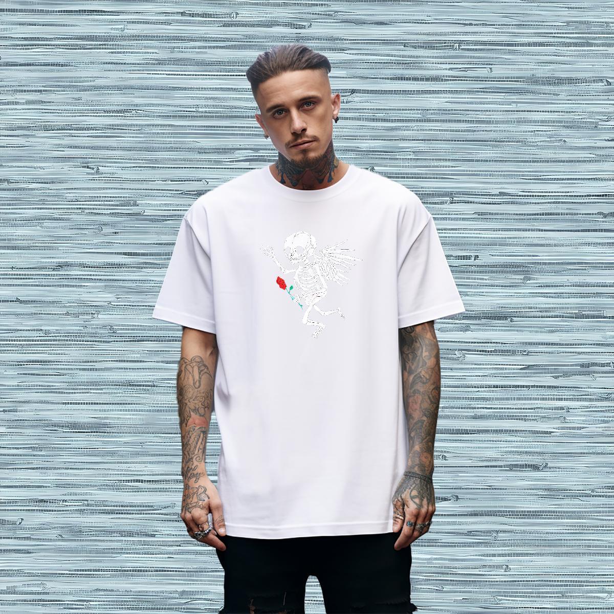 Cool T-Shirts for Men 230g Cotton skull Daily Wear DIY Anime Breathable Short Sleeve Tshirt for Man Woman Designer Fashion Tshirts