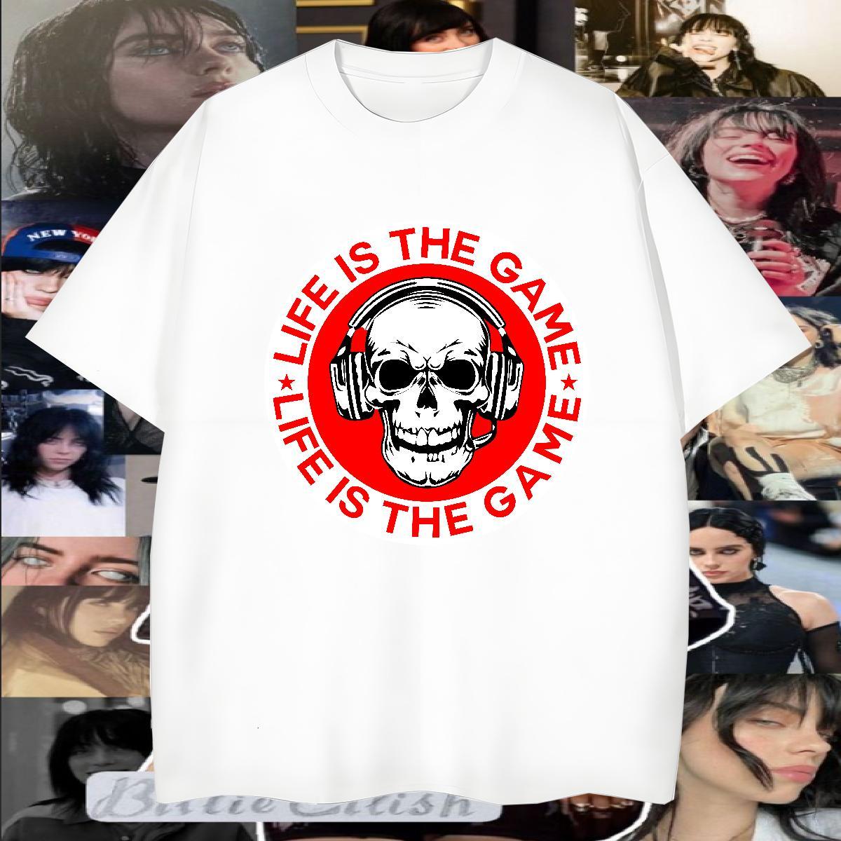 High Quality Man T Shirts 230g Cotton skull Casual Cartoon Print Breathable Men Tees Fashion New Tees Shirts