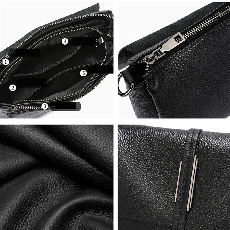 Burminsa 3layer genuine leather square shoulder cross womens bag trend ner large capacity 240826