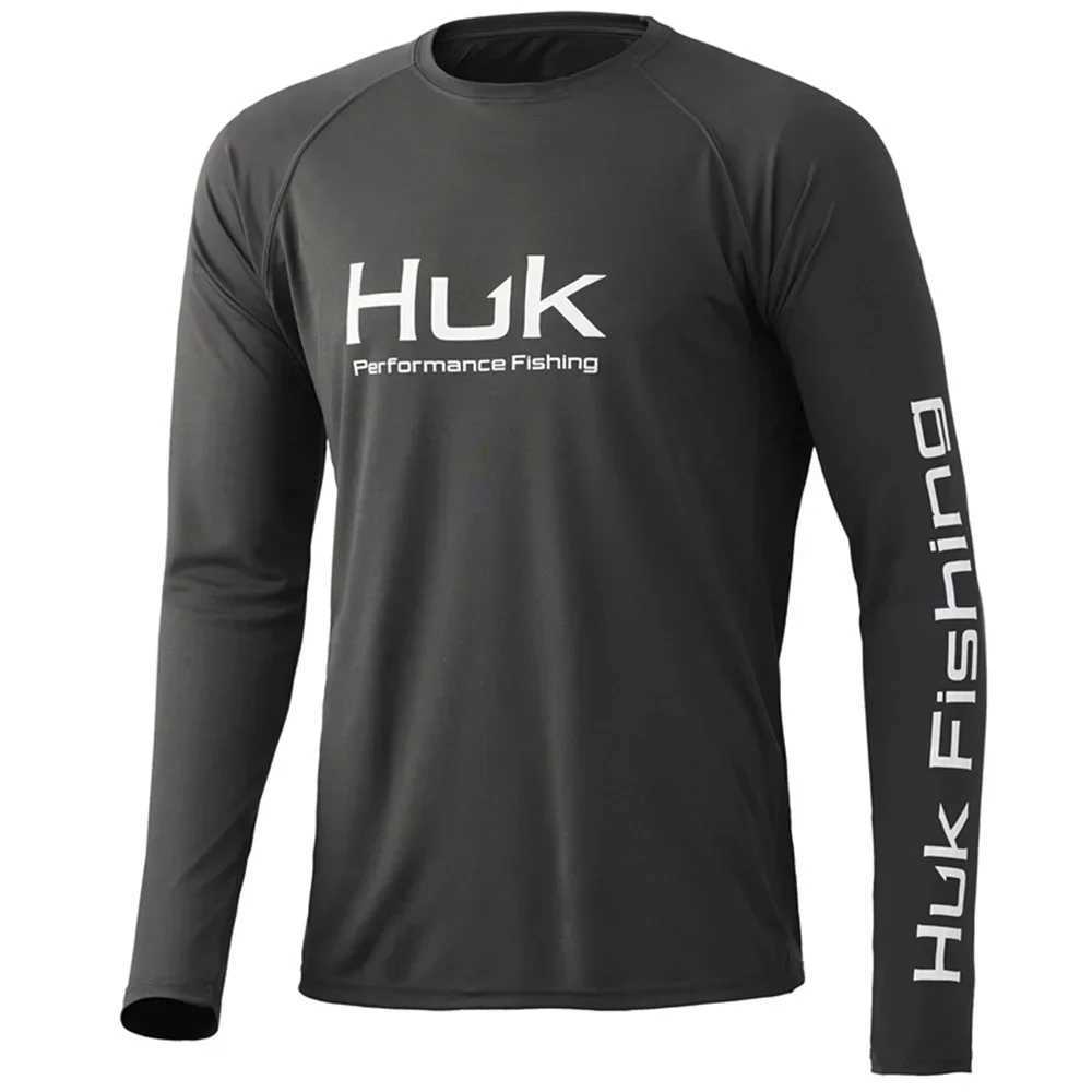 Men's T-Shirts Huk Performance Fishing Shirt Mens Ventilated Long Sleeve UV Protective Sweatshirt Breathable Top Summer Fishing Shirt Camisa Y240