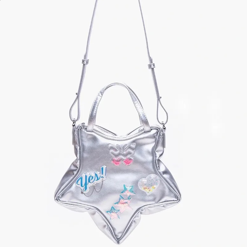 Fashion Trendy Star Bags for Women Personality All Match Silver Color Backpack Butterfly Chain Crossbody Bag Bolsa 240824