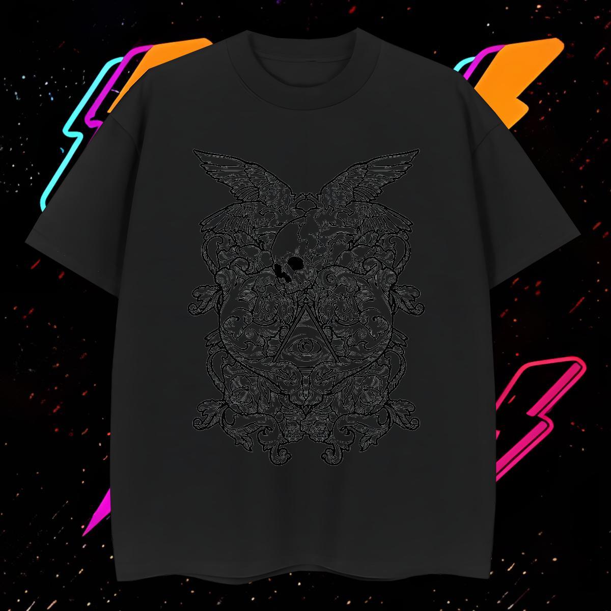 Brand T-Shirts 230g Pure Cotton skull Hip Hop Street Custom Cartoon Short Sleeve Soft Men Tshirts New Arrival Tees