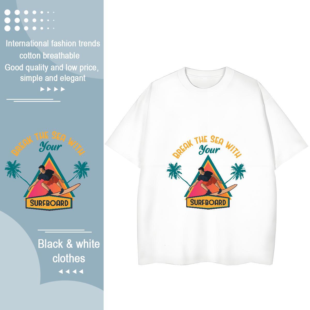 Free Shipping Unisex Tshirts 230g Cotton skateboarding Summer Casual T Shirts Women Round Neck Short Sleeve DIY Anime Tops Shirt