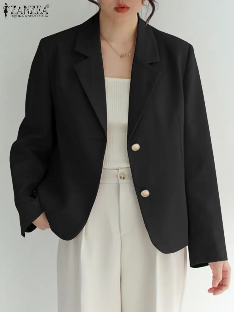 Fashion ZANZEA Autumn Women Blazer Solid Suits Full Sleeved Casual Loose Party Jackets Formal OL Office Blazer Streetwear 240826