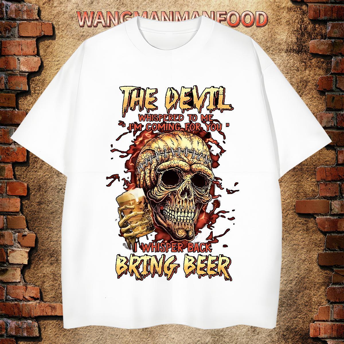 Wholesale Mens T Shirts 230g Cotton skull Beach Black Oversized Short Sleeve O-Neck Tshirt for Man Woman DIY Customized Clothes