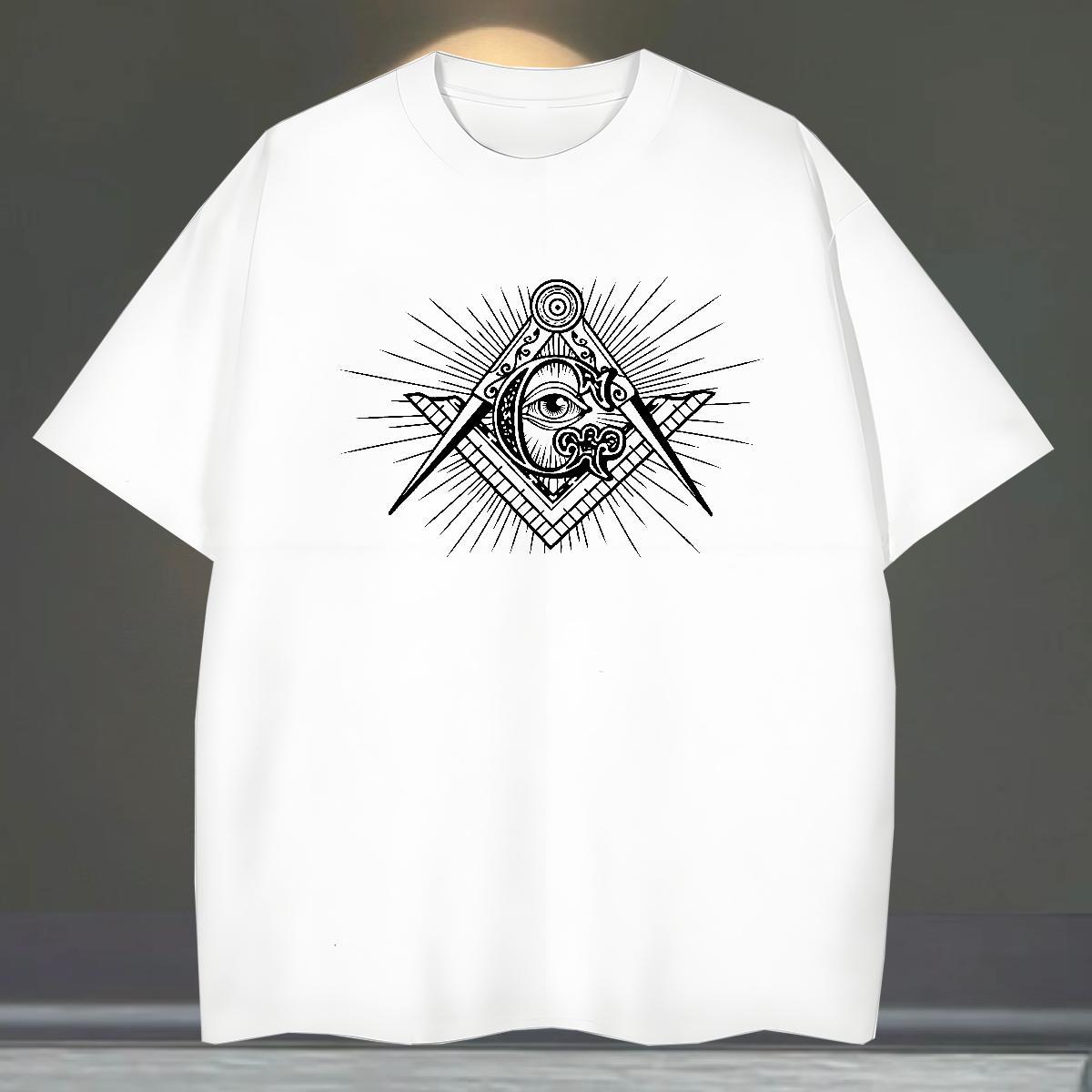 Cool Mens T Shirts 230g Cotton eye of the devil Beach Cartoon Printing L-4XL Breathable Crew Neck Men Tees Customized Wear