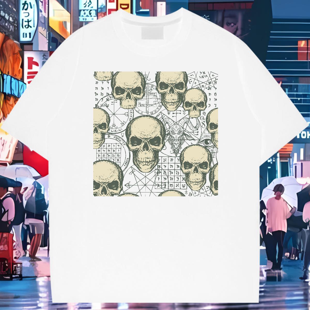 Soft T-Shirts for Men 100% Cotton 230g skull Hip Hop Custom Big Size Breathable Short Sleeve Men Tops Tees DIY Customized Tee Shirt