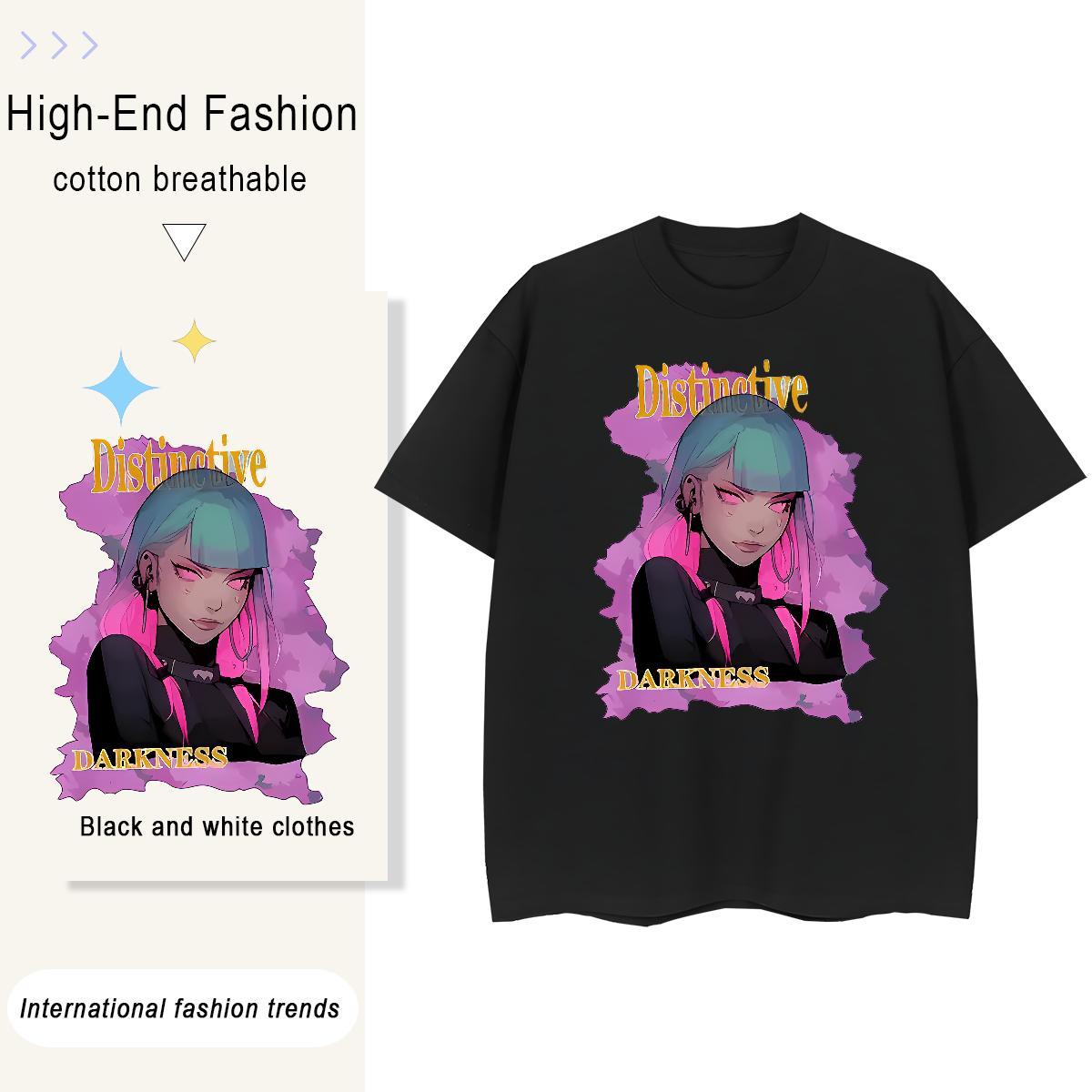 Nice Lady T shirt 230g Cotton game Casual Daily Wear Woman T Shirts Breathable Black White Tops Tees