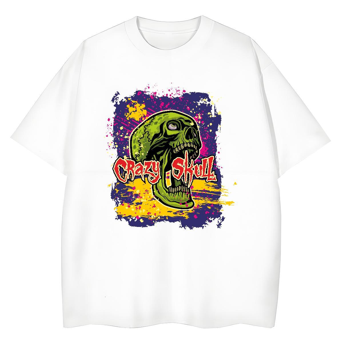 Brand Mens T Shirts 230g Pure Cotton skull Outdoor Asian Size Short Sleeve Soft Tshirts 2024 Designer Clothes