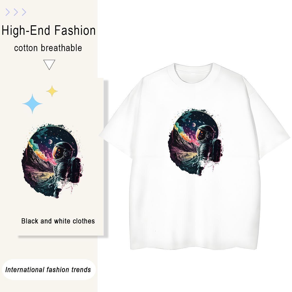 Designer Women Tees 230g Cotton cosmonaut Sport T shirt Crew Neck Breathable DIY Anime Tees Shirts