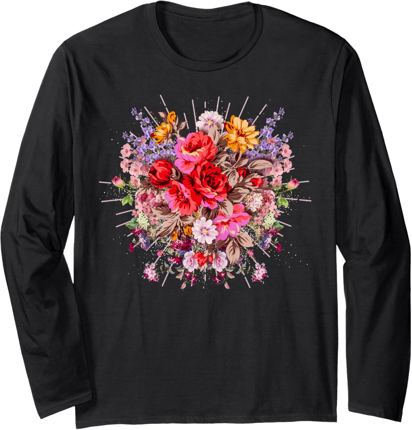 Long Sleeve Shirts for Men sweatshirt Colorful Bunch of Flowers Fragrance Funny Gift Long Sleeve T shirt Tee Streetwear Casual tops clothes