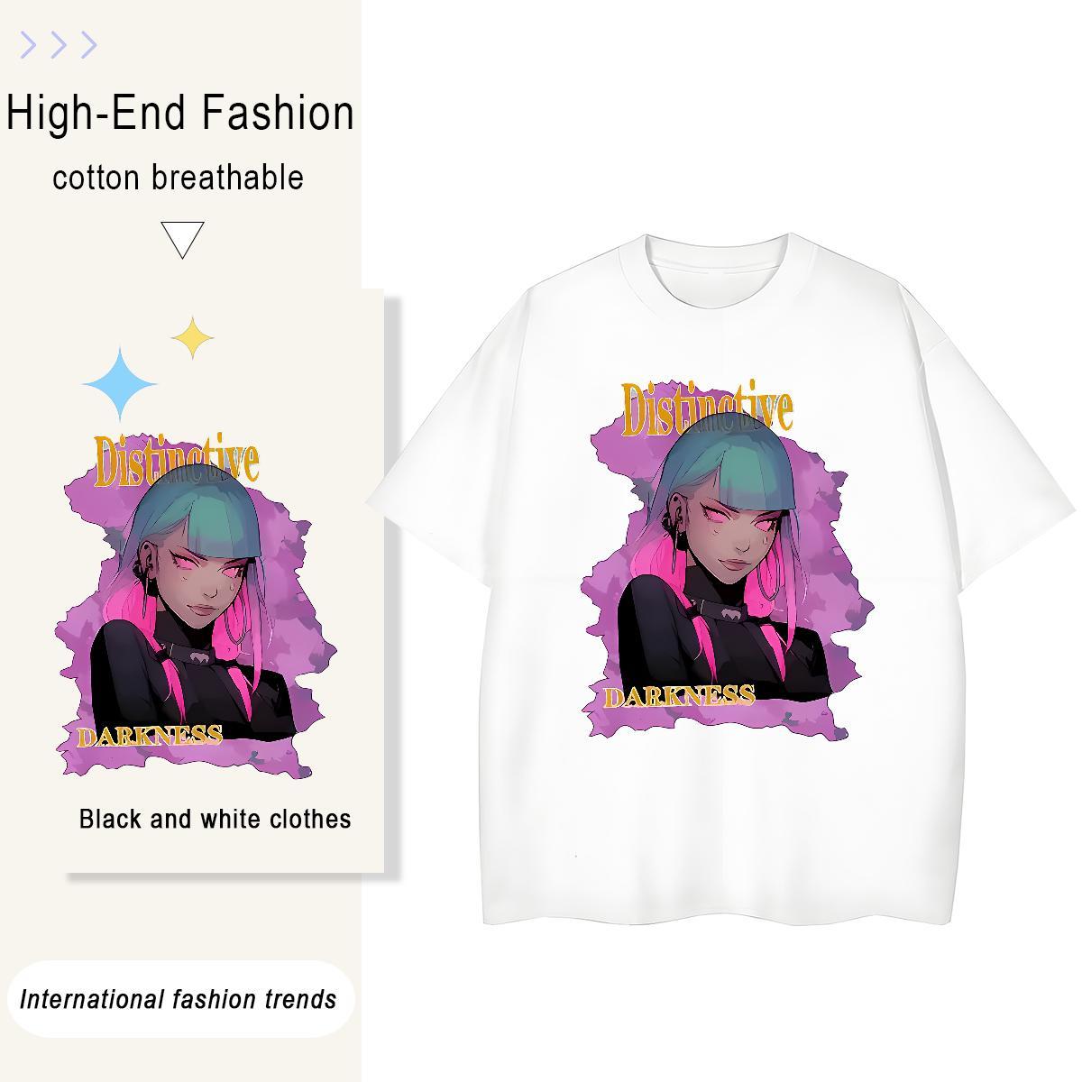 Nice Lady T shirt 230g Cotton game Casual Daily Wear Woman T Shirts Breathable Black White Tops Tees