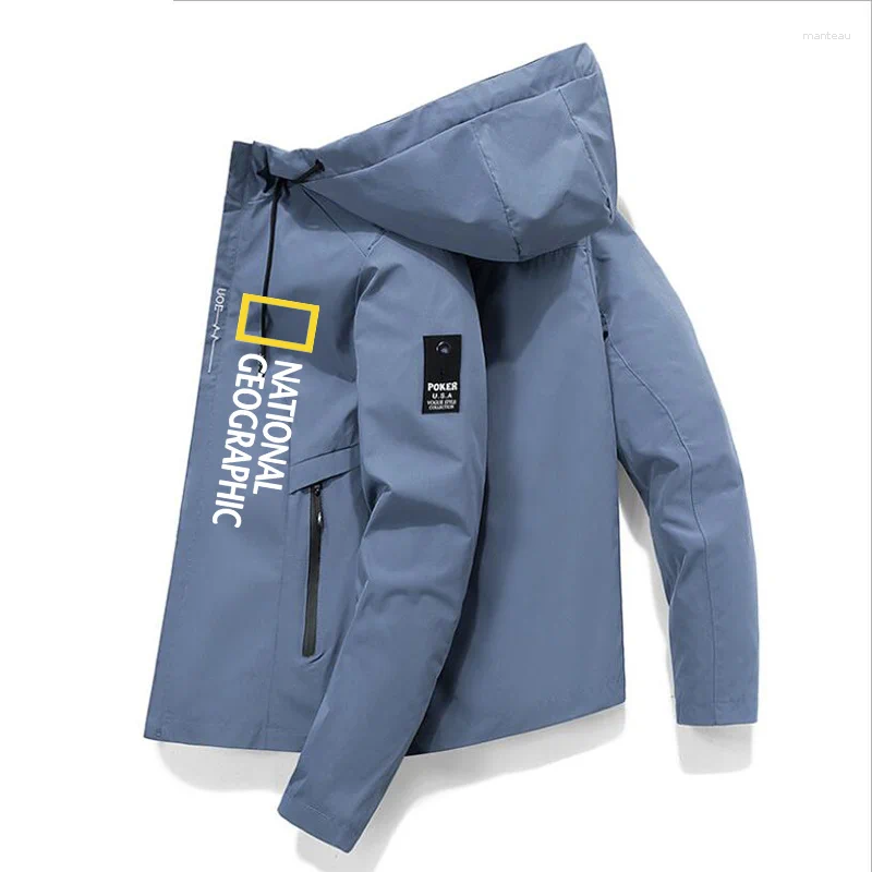 Men's Jackets 2024 Autumn Winter Nationals Geographics Board Jacket Windbreaker Zipper Casual Work Fashion Outdoor Hoodie