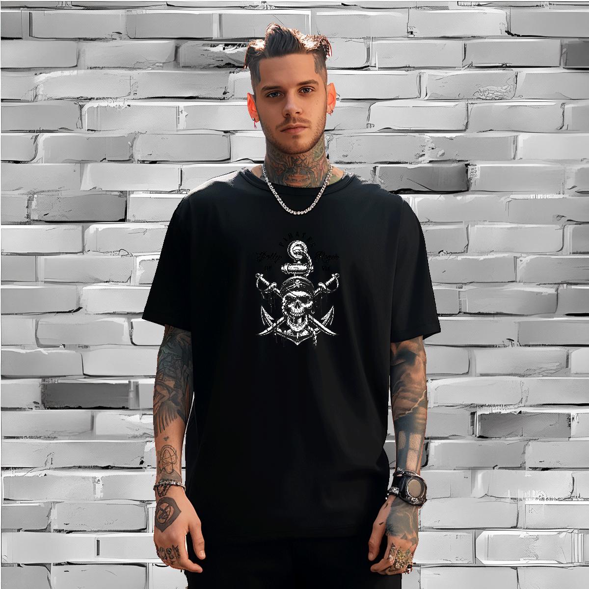 High Quality Man T Shirts 230g 100% Cotton skull Outdoor DIY Logo Oversized Short Sleeve O-Neck Men Tees Factory Direct Tops Shirt