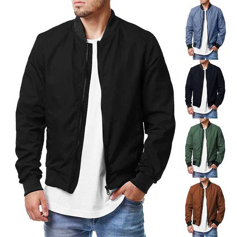 2024 autumn and winter mens stand up collar casual zipper jacket outdoor sports jacket windproof jacket mens waterproof bomber jacket W250103