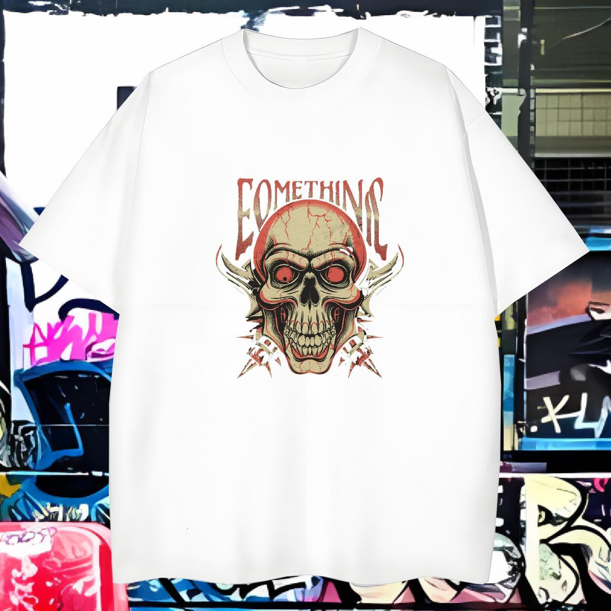 Cool T shirt 230g Cotton skull Beach Plus Size Cartoon O Neck Short Sleeves Tshirts Fashion Casual Tee Shirt