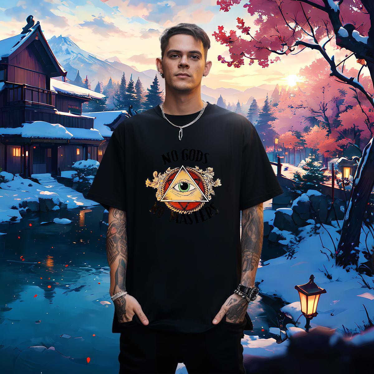 TOP Quality T Shirts Men 230g Pure Cotton eye of the devil Daily Outfit Custom Printing Breathable Short Sleeve Men Tshirts Casual New Wear